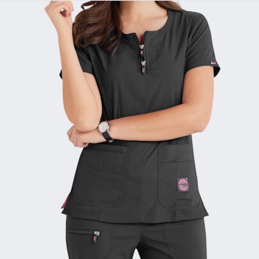 Koi Lite Serenity Double Zipper Neckline Top